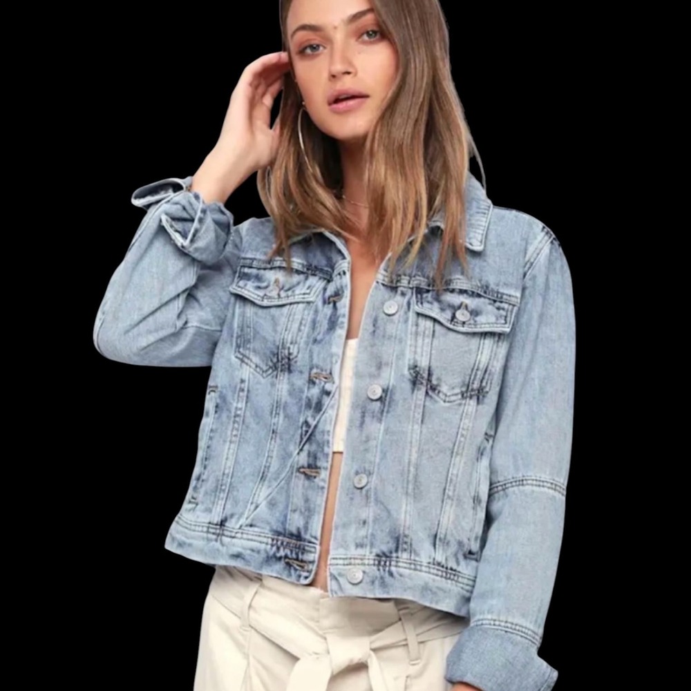 Free People Womens Light Wash Denim Trucker Jacket Blue OB808197 Size S - Picture 11 of 13